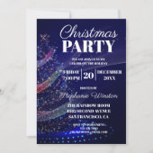 Eleganter Winter Blue Christmas Tree Lights Einladung (Vorderseite)