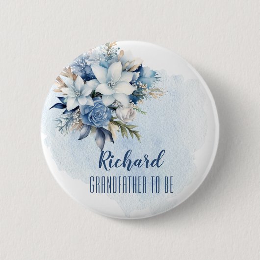 Eleganter Winter-Blumendusche Großvater zu sein Button (Vorderseite)
