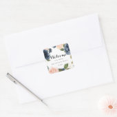 Eleganter Winter-Blumenkalligrafie-Empfang Quadratischer Aufkleber (Umschlag)