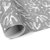 Eleganter Winter Botanicals Gray & White Mistletoe Geschenkpapier (Rolleneckpunkt)
