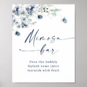 Eleganter Winter Dusty Blue Foliage Mimosa Bar Poster (Vorne)