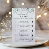 Eleganter Winter Er sagte, sie sagte Brautspiel