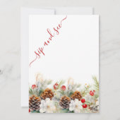 Eleganter Winter Evergreen Baby Shower Sip & See Einladung (Rückseite)