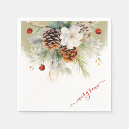 Eleganter Winter Evergreen Watercolor Kinderdusche Serviette