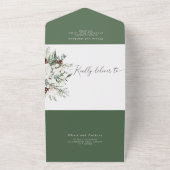 Eleganter Winter festliche immergrüne Hochzeit All In One Einladung (Außenbereich)