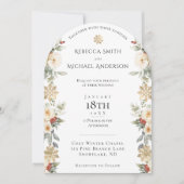 Eleganter Winter Floral Arch geformt Hochzeit Einladung (Vorderseite)
