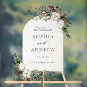Eleganter Winter Floral Arch Wedding Willkommen Acrylschild (Neutral)