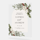 Eleganter Winter Floral Arch Wedding Willkommen Acrylschild (Winkel)