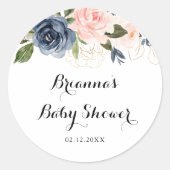 Eleganter Winter Floral Baby Shower Gevor Runder Aufkleber (Vorderseite)