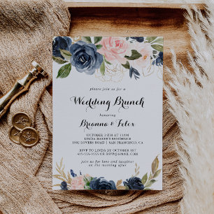 Eleganter Winter Floral Calligraphy Wedding Brunch Einladung