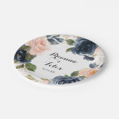 Eleganter Winter Floral Calligraphy Wedding Cake Pappteller (Schrägansicht)