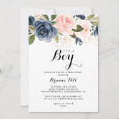 Eleganter Winter Floral Es ist eine Baby-Dusche Einladung (Vorderseite)