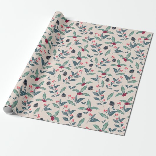Eleganter Winter floral Geschenkpapier (Ungerollt)