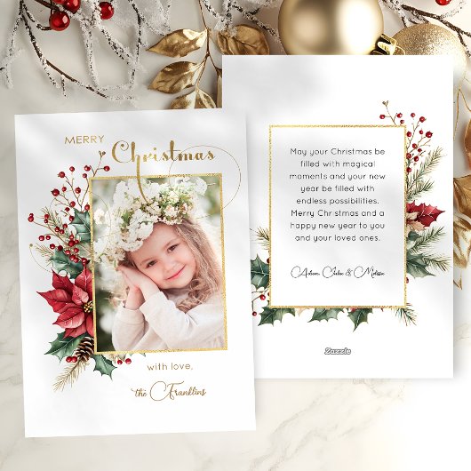 Eleganter Winter Floral Gold Frohe Weihnachten 1 F