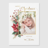 Eleganter Winter Floral Gold Frohe Weihnachten 1 F Magnetkarte (Vorderseite)