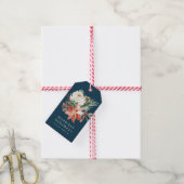 Eleganter Winter Floral Navy Personalisiert Holida Geschenkanhänger (Mit Garn)