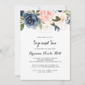 Eleganter Winter Floral Sip and See Einladung (Vorderseite)