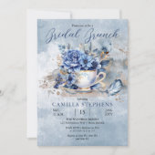 Eleganter Winter Floral Teacup Bridal Brunch Einladung (Vorderseite)