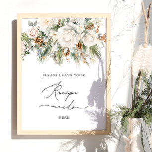 Eleganter Winter Floral Verlasst hier Ihre Rezept- Poster