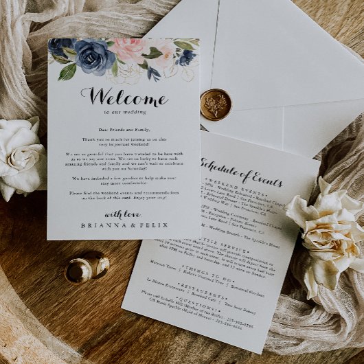 Eleganter Winter Floral Wedding Welcome Letter