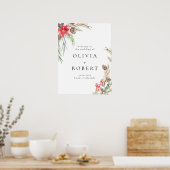 Eleganter Winter Floral Weihnachten Begrüßung Poster (Küche)