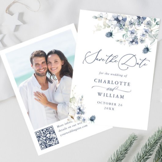 Eleganter Winter Foliage Boho Wedding Foto QR-Code Save The Date