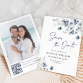 Eleganter Winter Foliage Boho Wedding Foto QR-Code Save The Date