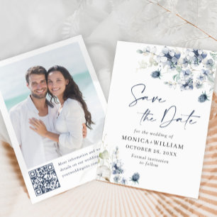 Eleganter Winter Foliage Boho Wedding Foto QR-Code Save The Date