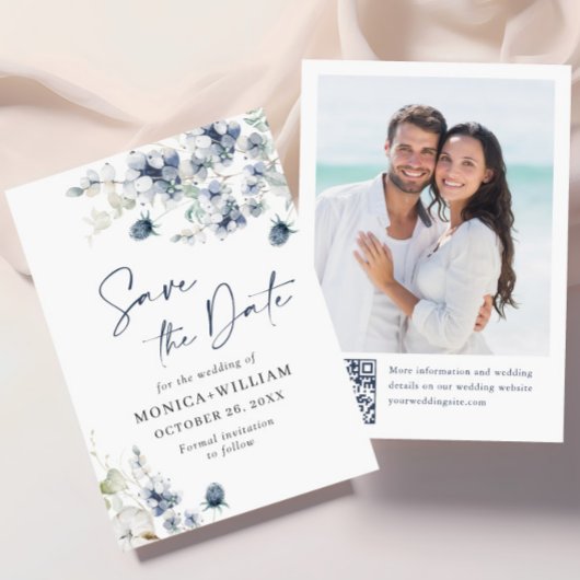 Eleganter Winter Foliage Boho Wedding Foto QR-Code Save The Date