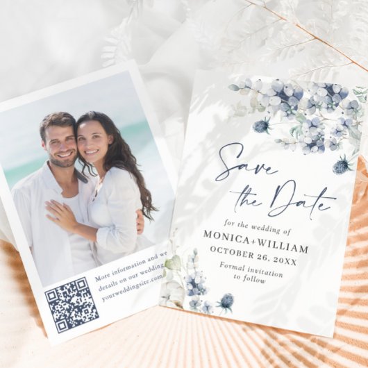 Eleganter Winter Foliage Boho Wedding Foto QR-Code Save The Date