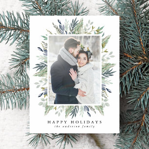 Eleganter Winter Foliage Frame   Foto Postkarte