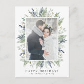Eleganter Winter Foliage Frame | Foto Postkarte (Vorderseite)
