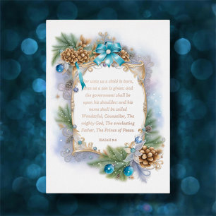 Eleganter Winter Frame Isaiah Verse Christlich Folien Feiertagskarte
