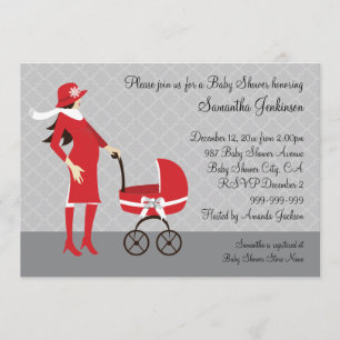 Eleganter Winter-graue und rote Babyparty Einladung
