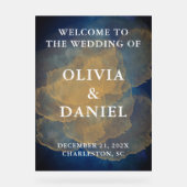 Eleganter Winter-Hochzeitsempfang der Marine und G Acrylschild (Vorderseite)