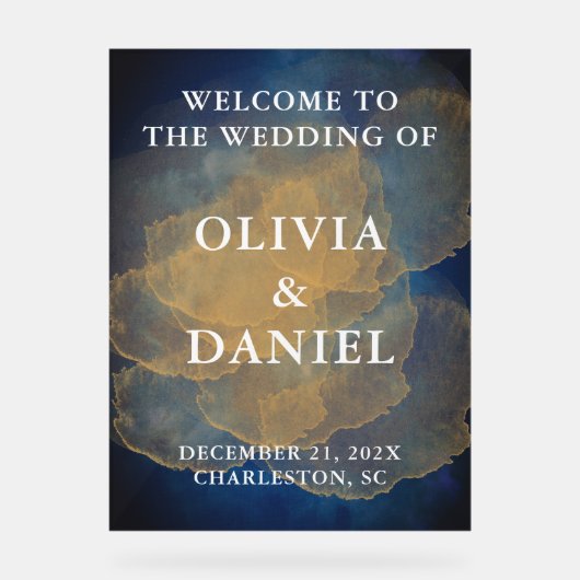 Eleganter Winter-Hochzeitsempfang der Marine und G Acrylschild (Vorderseite)