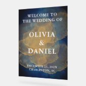 Eleganter Winter-Hochzeitsempfang der Marine und G Acrylschild (Winkel)