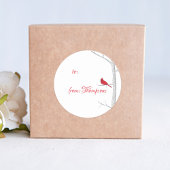 Eleganter Winter Minimalistischer Roter Kardinal b Runder Aufkleber