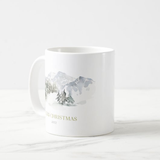 Eleganter Winter Mountain Weihnachten Kaffeetasse (Vorderseite Links)