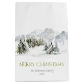 Eleganter Winter Mountain Weihnachten Mittlere Geschenktüte (Vorderseite)