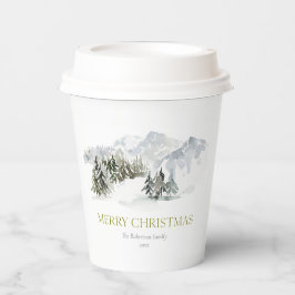 Eleganter Winter Mountain Weihnachten Pappbecher