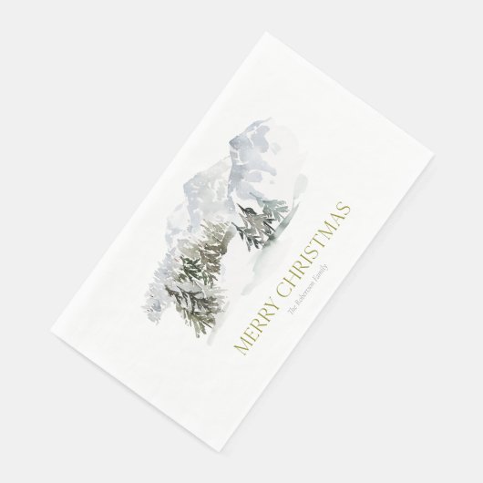 Eleganter Winter Mountain Weihnachten Serviette (Ecke)