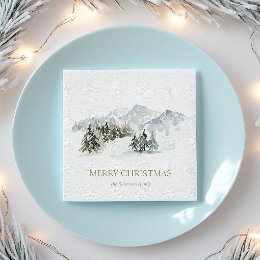 Eleganter Winter Mountain Weihnachten Serviette