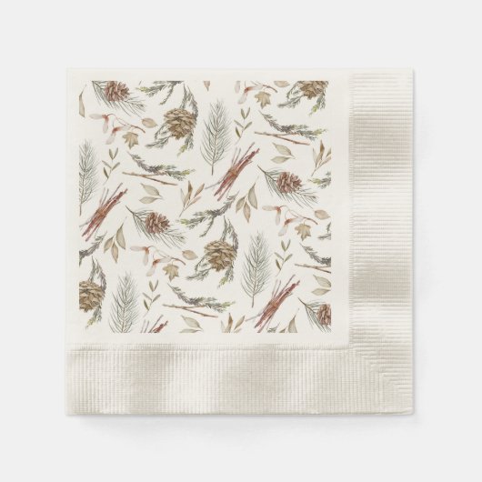 Eleganter Winter Napkins mit Pinecones Serviette (Vorderseite)