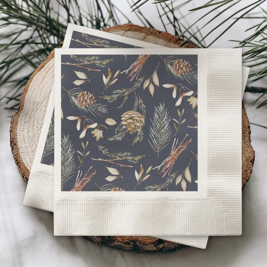 Eleganter Winter Napkins mit Pinecones Serviette
