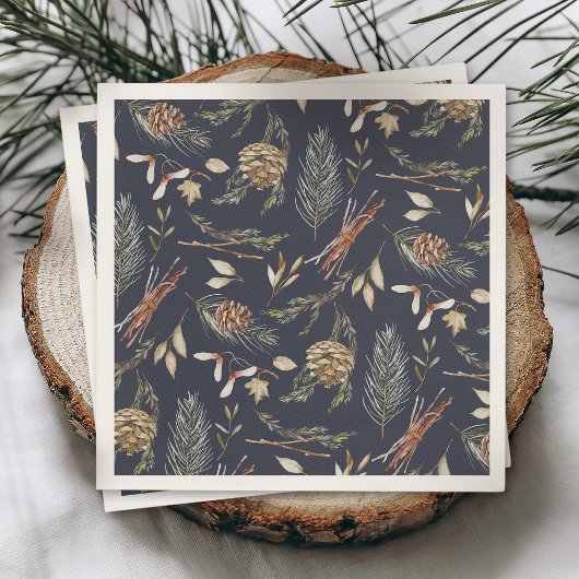 Eleganter Winter Napkins mit Pinecones Serviette