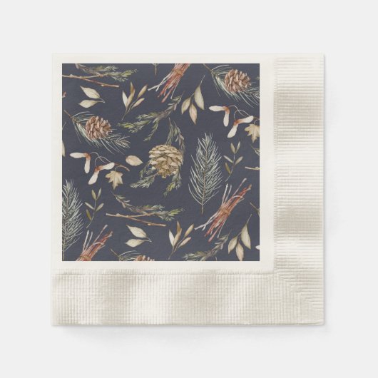 Eleganter Winter Napkins mit Pinecones Serviette (Vorderseite)