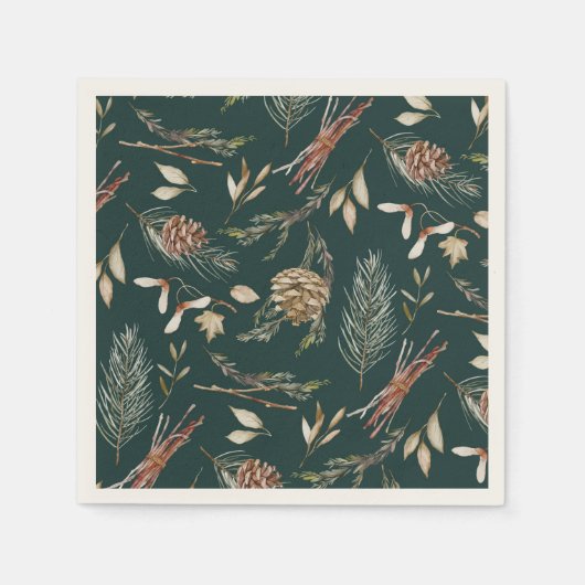 Eleganter Winter Napkins mit Pinecones Serviette (Vorderseite)