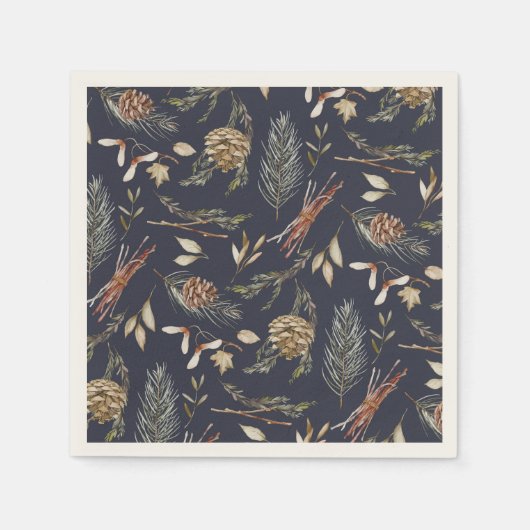 Eleganter Winter Napkins mit Pinecones Serviette (Vorderseite)