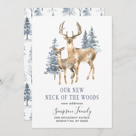 Eleganter Winter New Neck of the Woods Moving Ankündigung (Vorne/Hinten)